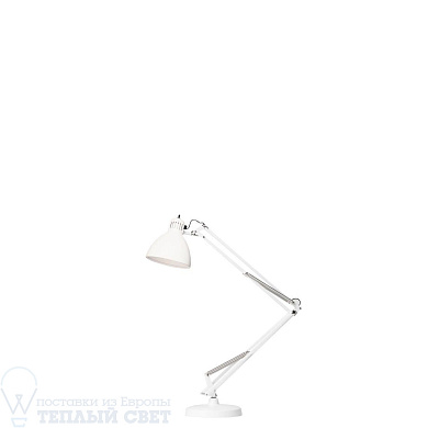 настольная лампа с белым плафоном на подвижной конструкции
