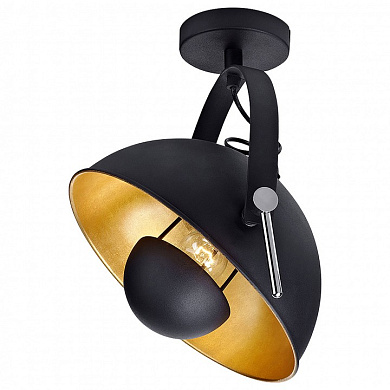 потолочный светильник в виде полусферического прожектора с золотистым отражателем