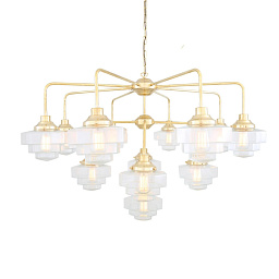 MLF327 Mullan Lighting Siena тринадцатирожковая латунная люстра в три яруса со стеклянными плафонами