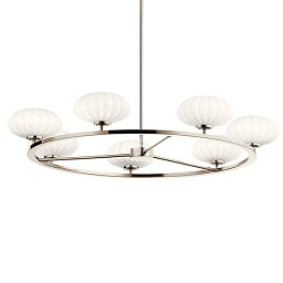 Pim 40" 7 Light Round Chandelier with Satin Etched Cased Opal Glass Polished Nickel люстра 52225PN Kichler