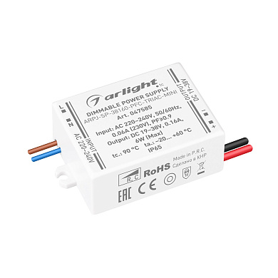 047585 Arlight LED драйвер ARPJ-SP-38160-PFC-TRIAC-MINI (6W, 19-38V, 160mA)
