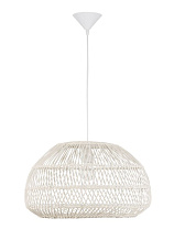 Ivory Rattan White Steel Base & Fabric Cable LED E27 1x12 Watt 100-240Volt IP20 Bulb Excluded D: 50.5 H: 250 cm