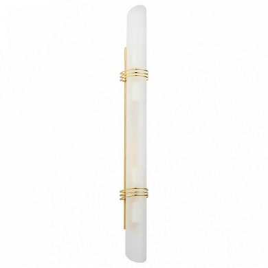 настенный светильник с вытянутым плафоном из матового стекла и металлическими держателями