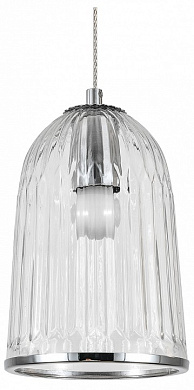 подвесной светильник с прозрачным рифлёным плафоном из стекла и хромированной арматурой