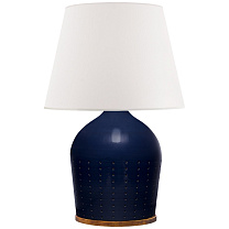 Halifax Large Table Lamp синяя керамика с абажуром из белого пергамента