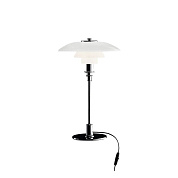 PH 3/2 - Lampe de table/Pied chromé ; abat-jour blanc