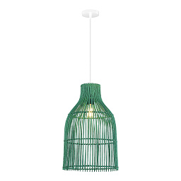 SL1513.503.01 ST-Luce Chesta подвесной светильник с зелёным ротанговым абажуром в форме купола