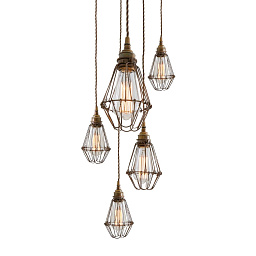 MLF177 Mullan Lighting Praia подвесной кластерный светильник из пяти металлических клеток в индустриальном стиле