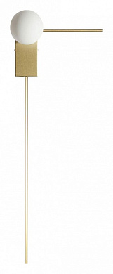 настенное бра с белым плафоном и тонкой стойкой золотого цвета
