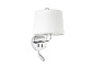 24033-01 MONTREAL CHROME WALL LAMP WITH READER WHITE LAMPSH настенный светильник Faro barcelona