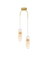 Triac Dimmable Gradient Amber Glass Glossy Gold Metal Base LED 14Watt 220-240Volt 980Lm IP20 3000K D:28 H:68-258 cm