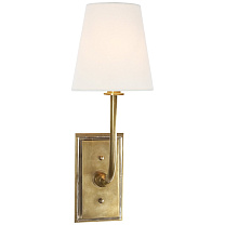 Hulton Sconce полированная старая латунь с кристаллической накладкой и льняным абажуром