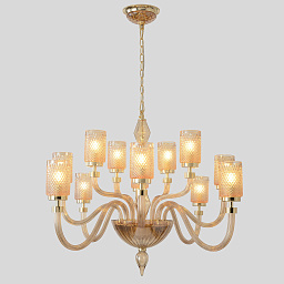 SILVESTRO SP12 AMBER Crystal Lux SILVESTRO люстра с множеством рожков и абажурами цвета янтарь
