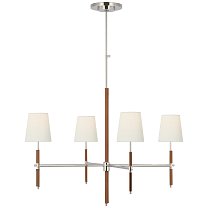 Bryant Large Wrapped Chandelier полированный никель и натуральная кожа с льняными абажурами