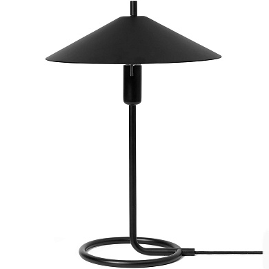 настольная лампа с металлическим плафоном конической формы и направленным светом