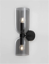 Smokey Glass Black Metal Base LED E14 2x5 Watt 100-240 Volt IP20 Bulb Excluded D: 11.5 W: 16.5 H: 37.5 cm