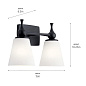 Cosabella 15" 2 Light Vanity Light with Satin Etched Case Opal Glass Black настенный светильник 55091BK Kichler — фото 6