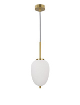 Opal Glass Brass Gold Metal Black Fabric Wire LED E27 1x5 Watt 100-240Volt IP20 Bulb Excluded D: 15.5 H: 120 cm