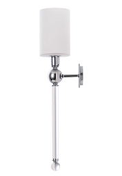 MIRABELLA AP1 CHROME/WHITE Crystal Lux MIRABELLA настенный светильник-бра с цилиндрическим абажуром белого цвета и хромированным основанием