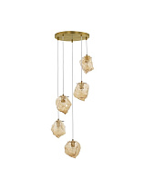Amber Glass Brass Gold Metal LED E14 5x5 Watt 100-240 Volt IP20 Bulb Excluded D: 48 H: 120 cm