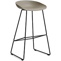 About A Stool AAS 38 High, сиденье H75 см, основание сталь с порошковым покрытием, черное / сиденье полипропилен, хаки