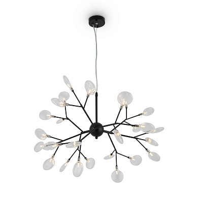 подвесной светильник с разветвленной черной конструкцией и шарообразными плафонами