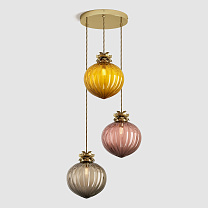 Flora Pendant Large - Warm, 3 Drop Cluster полированная латунь