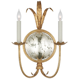 CHD2176GI Visual Comfort Gramercy настенное двухрожковое бра с позолоченной рамой и декоративным центральным элементом