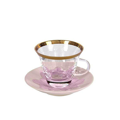 Peacock lilac & gold cappuccino cup & saucer чашка, Villari