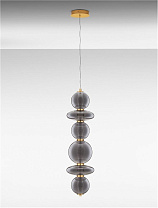 Brass Gold Metal & Smoke Gray Glass LED 27 Watt 220-240 Volt 3201Lm 3000K IP20 D:25.5 H:200 cm