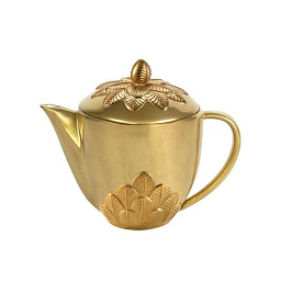 0007681-602 Villari Peacock чайник из золота с элементами из каремельного фарфора