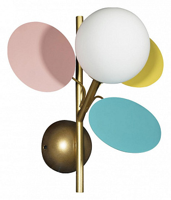 настенное бра с разноцветными плафонами на золотом основании