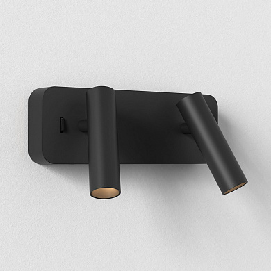 настенный двойной светильник для чтения с двумя поворотными модулями матовый чёрный