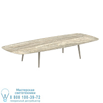 ВЫСОКИЙ СТОЛ STYLETTO ДЛЯ ГОСТИНОЙ 300X120CM, АЛЮМИНИЕВЫЕ НОЖКИ, ПЕСОЧНАЯ КЕРАМИЧЕСКАЯ ВЕРХНЯЯ СТОЛЕШНЯ, ТРАВЕРТИНО Royal Botania