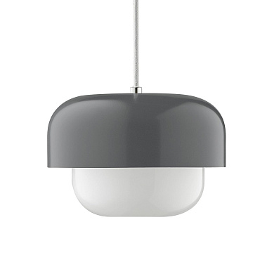 подвесной светильник с серым куполообразным плафоном и белой вставкой