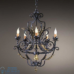 5899/5 MM lampadari Lancia подвесная люстра с коваными рожками и стеклянными плафонами