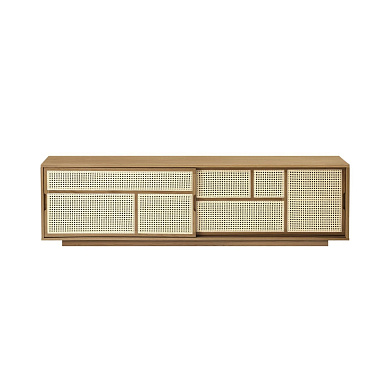 2595-8400 Air Design House Stockholm Низкий шкаф из светлого дуба с дверцами из ротанга