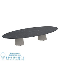 СТОЛ CONIX ELLIPSE 320X140 CM ВЫСОКИЕ НОЖКИ ДЛЯ ЗАЛОВ БЕТОН ЦЕМЕНТ СЕРЫЙ - СТОЛЕШНИЦА NERO MARQUINA КЕРАМИЧЕСКАЯ Royal Botania