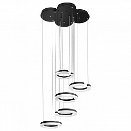 подвесной светильник с кольцами чёрного цвета и LED подсветкой