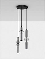 Triac Dimmable Smokey Gray Glass Matt Black Metal LED 37Watt 220-240Volt 2035Lm IP20 3000K D:38 H:78-250 cm