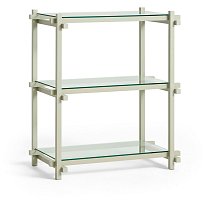 Woody Column Low 75,5×44,5×85,5 см, каркас бук, дымчато-серый / полки прозрачное стекло