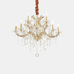167404 Ideal lux Napoleon подвесная люстра с золотыми рожками и стеклянными элементами