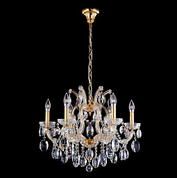 HOLLYWOOD SP6 GOLD Crystal Lux HOLLYWOOD люстра с шестью лампами и позолоченными элементами декора