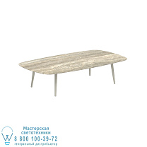 ВЫСОКИЙ СТОЛ STYLETTO ДЛЯ ГОСТИНОЙ 220x120CM, АЛЮМИНИЕВЫЕ НОЖКИ, ГРИБ, КЕРАМИКА, СТОЛЕШНИЦА TRAVERTINO Royal Botania