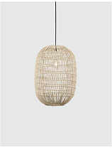 Natural Rattan Sandy Black Steel Base & Fabric Cable LED E27 1x12 Watt 100-240Volt IP20 Bulb Excluded D: 30 H: 250 cm