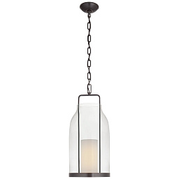 RL5810BZ-CG Visual Comfort Ollie подвесной фонарный светильник с цилиндрической стеклянной колбой и бронзовой арматурой