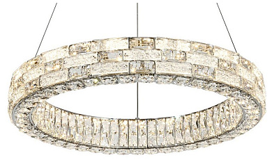 подвесной светильник с кольцевыми хрустальными элементами хром