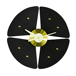 20126002 Petal Vitra Настенные часы с чёрным циферблатом и латунным декором в форме лепестков