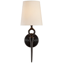 Bristol Single Sconce состаренное железо с льняным абажуром