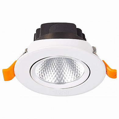 точечный потолочный светильник с отражающим рифлёным отражателем и белой рамкой